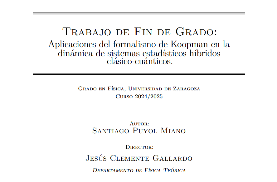 Primera página de la memoria del trabajo de fin de grado en Física